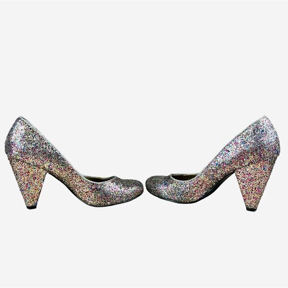Urban Outfitters Y2K Rainbow Glitter Sparkle Round Toe Pumps Heels - Picture 7 of 7